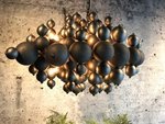 Blow -  Hanglamp 2 kleurig  metaal bollen,Industrial dark/light 