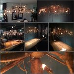 Como -    Hanglamp metaal + onderspot en glasdruppels, Brons(ambachtelijk) 