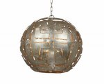 Pablo  -  Hanglamp metaal opengewerkt medium + onderspot, Zilver (ambachtelijk)