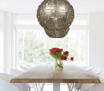 Pablo  -  Hanglamp metaal opengewerkt medium + onderspot, Zilver (ambachtelijk)