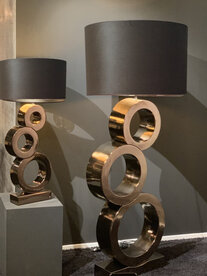 Circle -   Vloerlamp keramiek cirkels (exclusief kap), Taupe / Brons