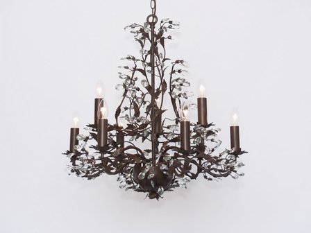 Elegance  -  Hanglamp  metaal met glaspegels, Rustiek 