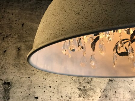 Milano  -   Hanglamp metaal koepel met glaspegels, Grey (beton)