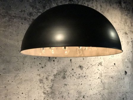 Milano  -  Hanglamp metaal koepel met glaspegels, Black White