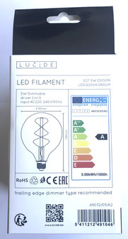 Led Filament E27, &Oslash;95mm
