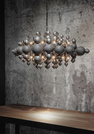 Blow -  Hanglamp 2 kleurig  metaal bollen,Industrial dark/light 