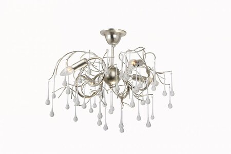 Como -    Plafonni&egrave;re metaal met glasdruppels, Bladzilver 