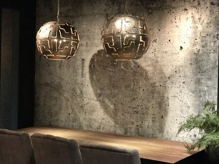 Pablo  -  Hanglamp metaal opengewerkt medium + onderspot, Zilver (ambachtelijk)