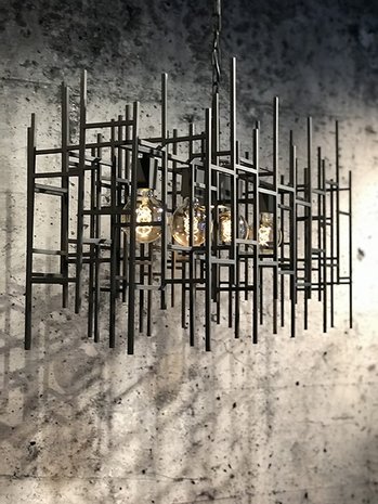 Figo -  Hanglamp metaal rechthoekige, industrial dark